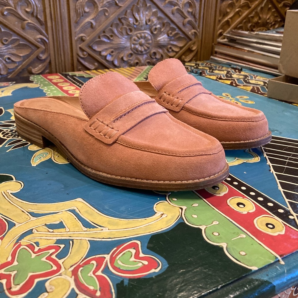 Madewell Pink Suede Slide Ons